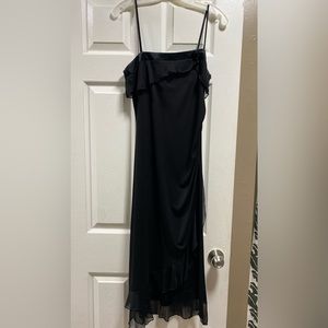 True vintage ruffle maxi bow dress